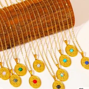 Natural Stone semi precious 18K plated stainless steel! EACH SOLD SEPARATELY!